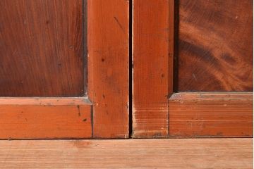 和製アンティーク　力強い木目が目を引く上質な障子帯戸4枚セット(障子戸、格子戸、板戸、引き戸、建具)(R-048351)