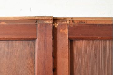 和製アンティーク　力強い木目が目を引く上質な障子帯戸4枚セット(障子戸、格子戸、板戸、引き戸、建具)(R-048351)