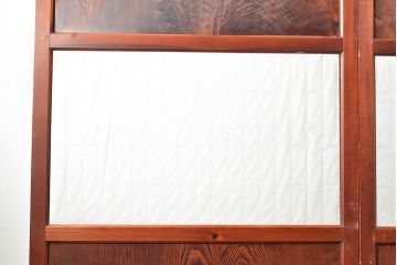 和製アンティーク　力強い木目が目を引く上質な障子帯戸4枚セット(障子戸、格子戸、板戸、引き戸、建具)(R-048351)