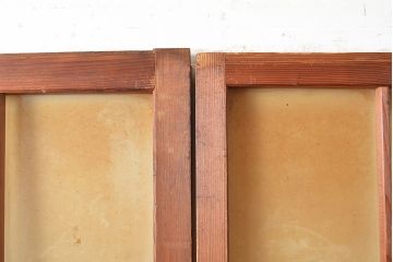 和製アンティーク　明るい木色がレトロな雰囲気を醸し出すガラス戸3枚セット(引き戸、建具)(R-048352)