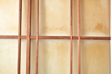 和製アンティーク　明るい木色がレトロな雰囲気を醸し出すガラス戸3枚セット(引き戸、建具)(R-048352)