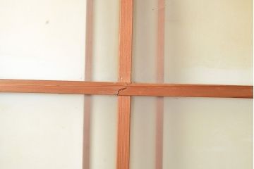 和製アンティーク　明るい木色がレトロな雰囲気を醸し出すガラス戸3枚セット(引き戸、建具)(R-048352)