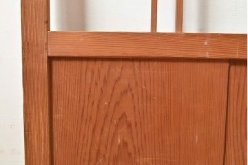 和製アンティーク　明るい木色がレトロな雰囲気を醸し出すガラス戸3枚セット(引き戸、建具)(R-048352)