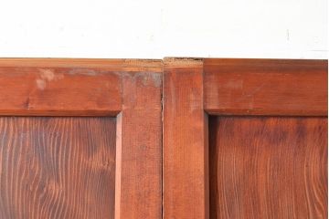 アンティーク建具　くっきりとした木目が迫力ある障子帯戸2枚セット(障子戸、格子戸、板戸、引き戸、建具)(R-048353)