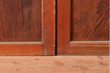 アンティーク建具　くっきりとした木目が迫力ある障子帯戸2枚セット(障子戸、格子戸、板戸、引き戸、建具)(R-048353)