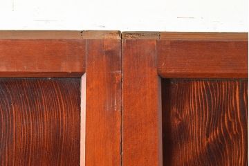 アンティーク建具　くっきりとした木目が迫力ある障子帯戸2枚セット(障子戸、格子戸、板戸、引き戸、建具)(R-048353)