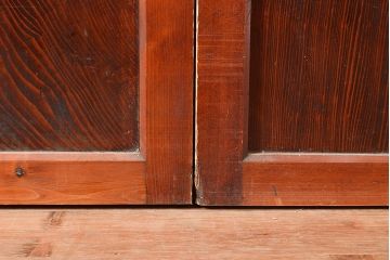 アンティーク建具　くっきりとした木目が迫力ある障子帯戸2枚セット(障子戸、格子戸、板戸、引き戸、建具)(R-048353)