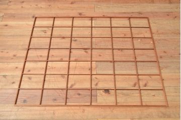 アンティーク建具　腰板ケヤキ材　漆塗り　和の風情たっぷりの両面格子入り障子戸2枚セット(引き戸、建具)(R-048354)