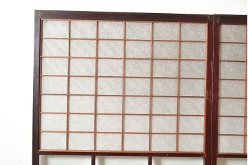 アンティーク建具　腰板ケヤキ材　漆塗り　和の風情たっぷりの両面格子入り障子戸2枚セット(引き戸、建具)(R-048355)