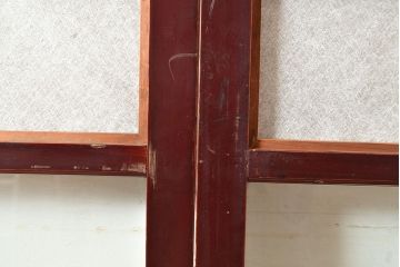 アンティーク建具　腰板ケヤキ材　漆塗り　和の風情たっぷりの両面格子入り障子戸2枚セット(引き戸、建具)(R-048355)