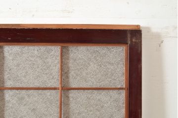 アンティーク建具　腰板ケヤキ材　漆塗り　和の風情たっぷりの両面格子入り障子戸2枚セット(引き戸、建具)(R-048355)