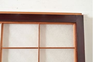 アンティーク建具　腰板ケヤキ材　枠・腰板漆塗り　和の情緒溢れる障子戸2枚セット(引き戸、建具)(R-048356)