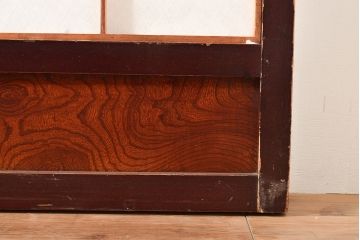 アンティーク建具　腰板ケヤキ材　枠・腰板漆塗り　和の情緒溢れる障子戸2枚セット(引き戸、建具)(R-048356)