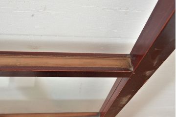 アンティーク建具　腰板ケヤキ材　枠・腰板漆塗り　和の情緒溢れる障子戸2枚セット(引き戸、建具)(R-048356)