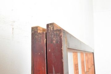 アンティーク建具　腰板ケヤキ材　枠・腰板漆塗り　和の情緒溢れる障子戸2枚セット(引き戸、建具)(R-048356)