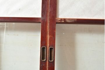 アンティーク建具　腰板ケヤキ材　枠・腰板漆塗り　和の情緒溢れる障子戸2枚セット(引き戸、建具)(R-048356)