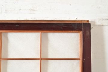 アンティーク建具　腰板ケヤキ材　枠漆塗り　落ち着きのある和空間におすすめな障子戸2枚セット(引き戸、建具)(R-048357)