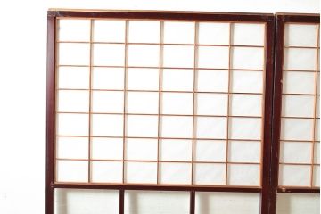 アンティーク建具　腰板ケヤキ材　枠漆塗り　落ち着きのある和空間におすすめな障子戸2枚セット(引き戸、建具)(R-048357)