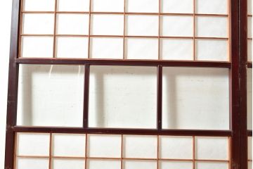 アンティーク建具　腰板ケヤキ材　枠漆塗り　落ち着きのある和空間におすすめな障子戸2枚セット(引き戸、建具)(R-048357)