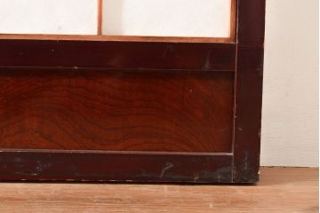 アンティーク建具　腰板ケヤキ材　枠漆塗り　落ち着きのある和空間におすすめな障子戸2枚セット(引き戸、建具)(R-048357)