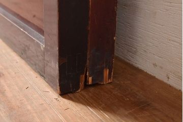 アンティーク建具　腰板ケヤキ材　枠漆塗り　落ち着きのある和空間におすすめな障子戸2枚セット(引き戸、建具)(R-048357)