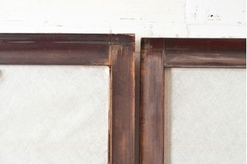 アンティーク建具　腰板ケヤキ材　枠漆塗り　落ち着きのある和空間におすすめな障子戸2枚セット(引き戸、建具)(R-048357)