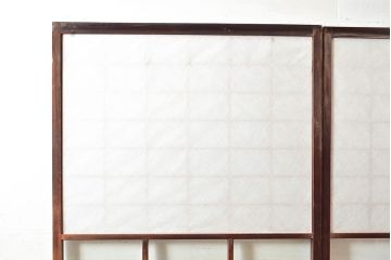 アンティーク建具　腰板ケヤキ材　枠漆塗り　落ち着きのある和空間におすすめな障子戸2枚セット(引き戸、建具)(R-048357)