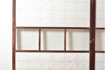 アンティーク建具　腰板ケヤキ材　枠漆塗り　落ち着きのある和空間におすすめな障子戸2枚セット(引き戸、建具)(R-048357)