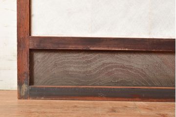 アンティーク建具　腰板ケヤキ材　枠漆塗り　落ち着きのある和空間におすすめな障子戸2枚セット(引き戸、建具)(R-048357)