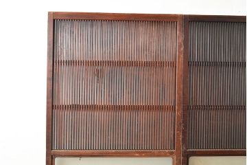 アンティーク建具　昭和初期　落ち着いた和の雰囲気を演出する格子戸2枚セット　(R-048358)