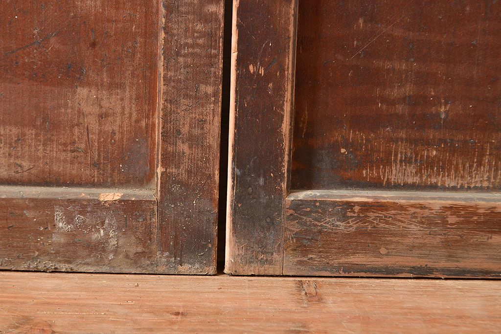 アンティーク建具　昭和初期　落ち着いた和の雰囲気を演出する格子戸2枚セット　(R-048358)