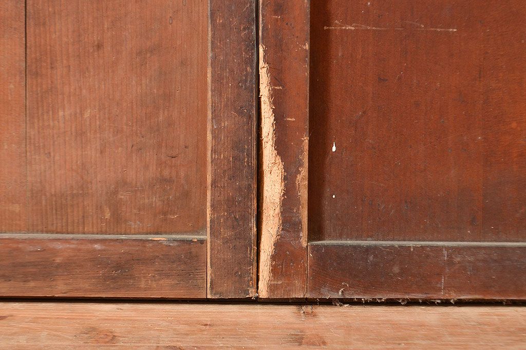 アンティーク建具　昭和初期　落ち着いた和の雰囲気を演出する格子戸2枚セット　(R-048358)