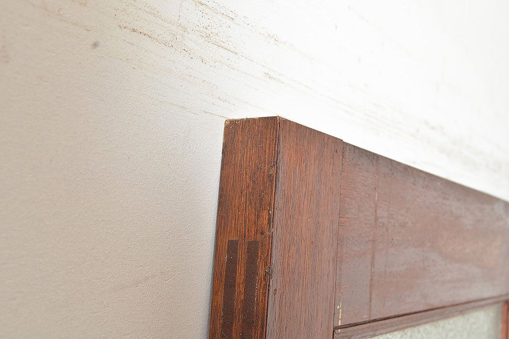 和製アンティーク　きらきらと輝くダイヤガラスがノスタルジックな雰囲気を高めるガラス扉(木製ドア、建具)(R-048360)