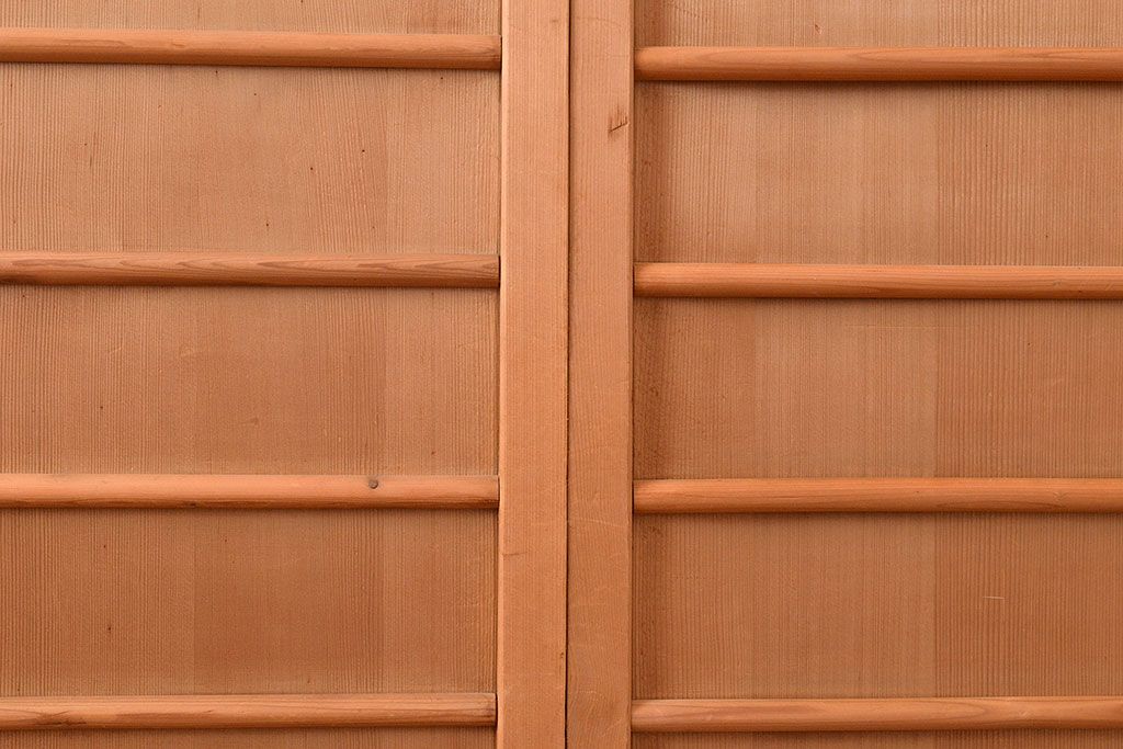 和製アンティーク　温かみのある木の風合いを存分に味わえる舞良戸4枚セット(板戸、帯戸、引き戸、建具)(R-048361)