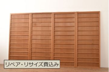 和製アンティーク　温かみのある木の風合いを存分に味わえる舞良戸4枚セット(板戸、帯戸、引き戸、建具)(R-048361)