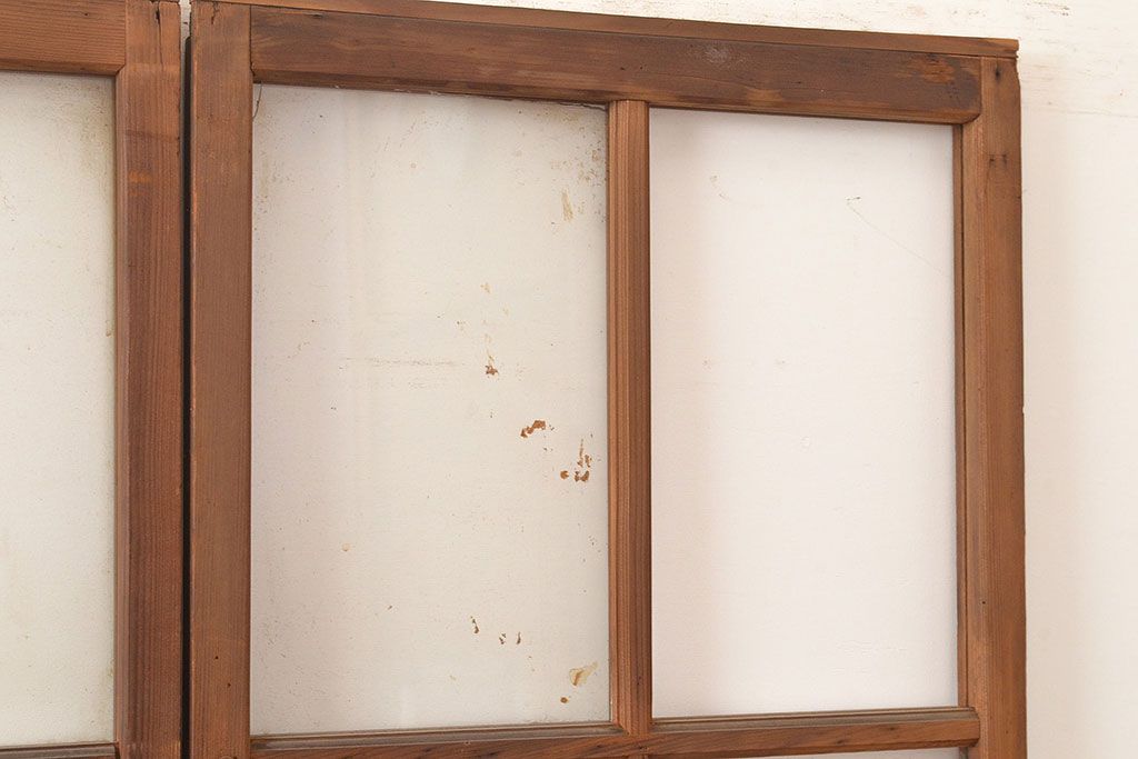 和製アンティーク　昭和初期　レトロな雰囲気がどこか懐かしい幅狭ガラス戸4枚セット　(R-048362)