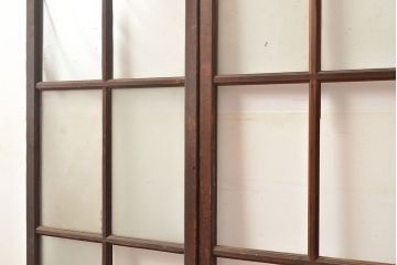 和製アンティーク　昭和初期　レトロな雰囲気がどこか懐かしい幅狭ガラス戸4枚セット　(R-048362)