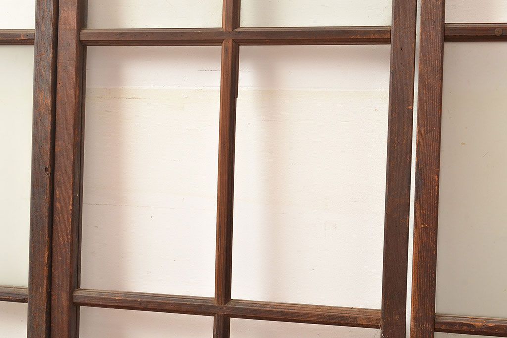 和製アンティーク　昭和初期　レトロな雰囲気がどこか懐かしい幅狭ガラス戸4枚セット　(R-048362)