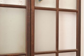 和製アンティーク　昭和初期　レトロな雰囲気がどこか懐かしい幅狭ガラス戸4枚セット　(R-048362)