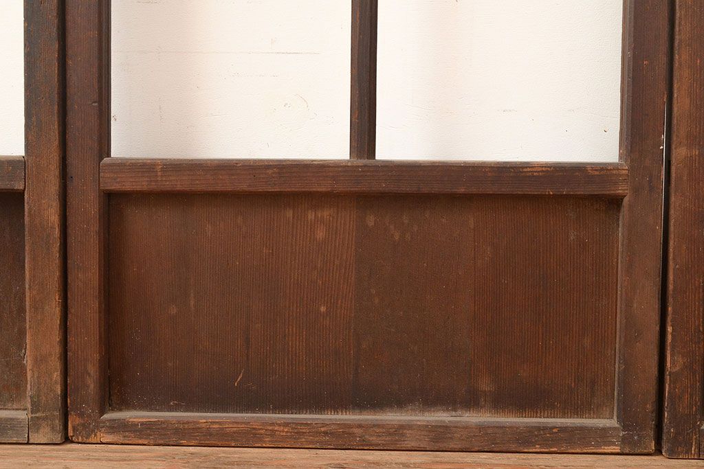 和製アンティーク　昭和初期　レトロな雰囲気がどこか懐かしい幅狭ガラス戸4枚セット　(R-048362)