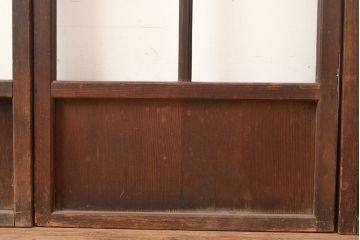 和製アンティーク　昭和初期　レトロな雰囲気がどこか懐かしい幅狭ガラス戸4枚セット　(R-048362)