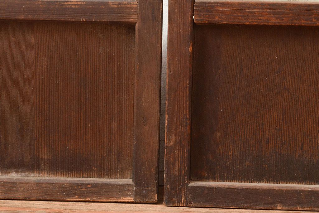 和製アンティーク　昭和初期　レトロな雰囲気がどこか懐かしい幅狭ガラス戸4枚セット　(R-048362)