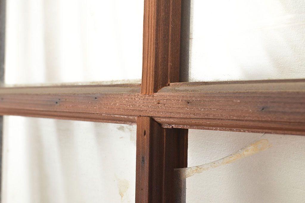 和製アンティーク　昭和初期　レトロな雰囲気がどこか懐かしい幅狭ガラス戸4枚セット　(R-048362)