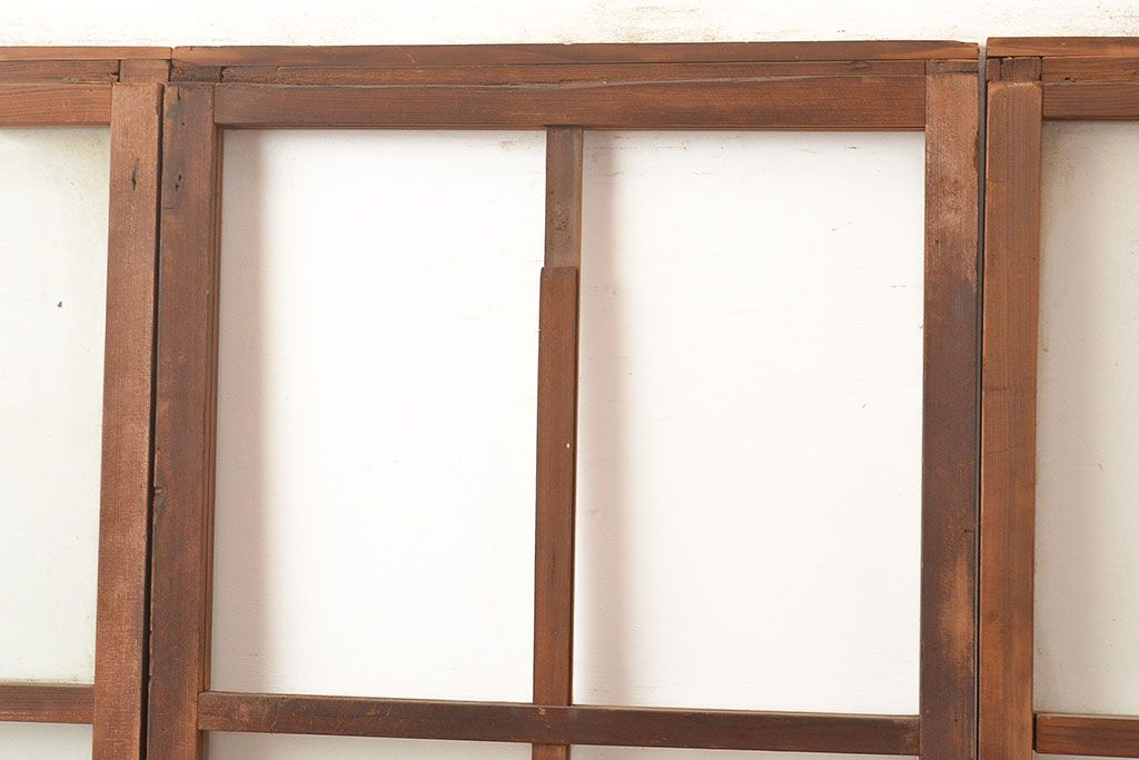 和製アンティーク　昭和初期　レトロな雰囲気がどこか懐かしい幅狭ガラス戸4枚セット　(R-048362)