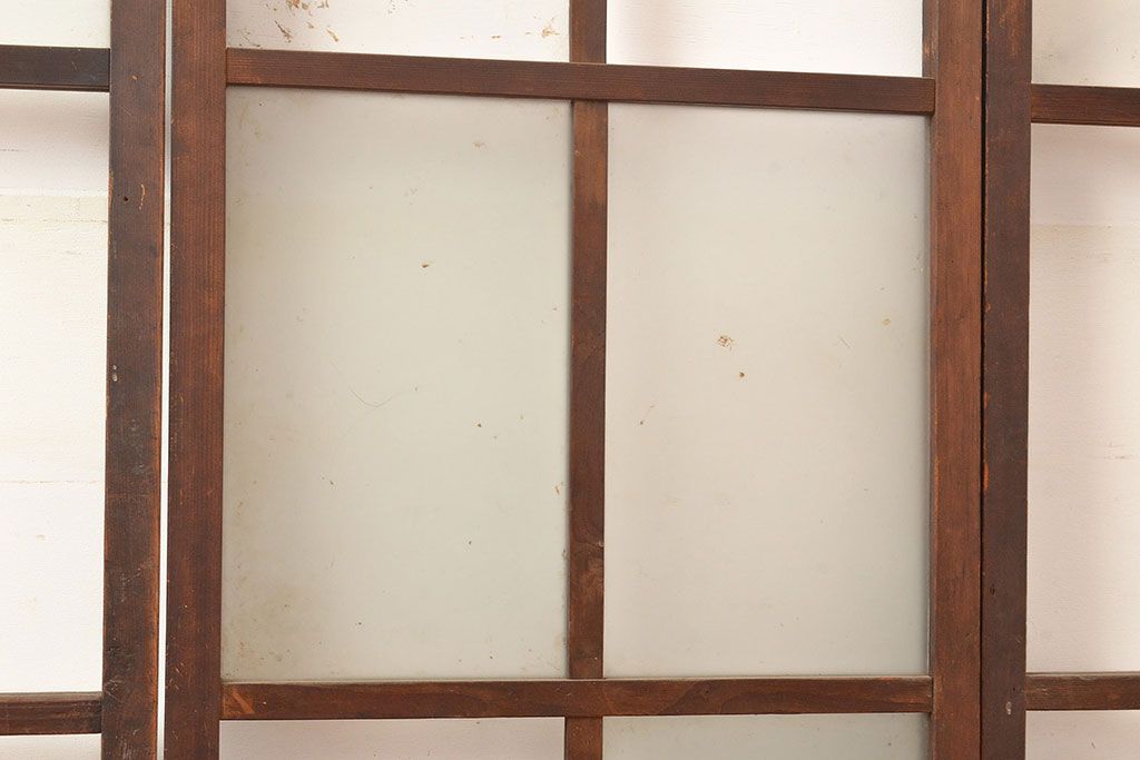 和製アンティーク　昭和初期　レトロな雰囲気がどこか懐かしい幅狭ガラス戸4枚セット　(R-048362)