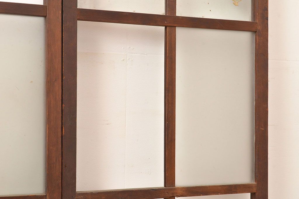 和製アンティーク　昭和初期　レトロな雰囲気がどこか懐かしい幅狭ガラス戸4枚セット　(R-048362)