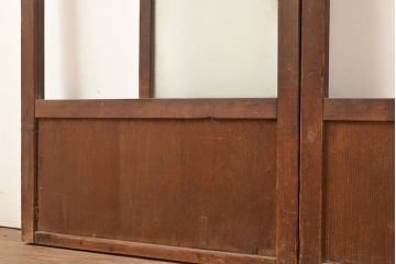 和製アンティーク　昭和初期　レトロな雰囲気がどこか懐かしい幅狭ガラス戸4枚セット　(R-048362)