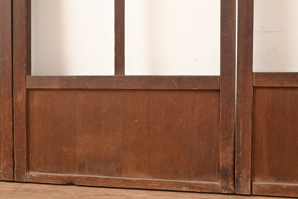 和製アンティーク　昭和初期　レトロな雰囲気がどこか懐かしい幅狭ガラス戸4枚セット　(R-048362)