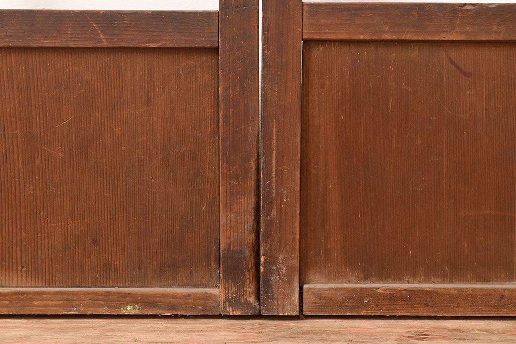 和製アンティーク　昭和初期　レトロな雰囲気がどこか懐かしい幅狭ガラス戸4枚セット　(R-048362)