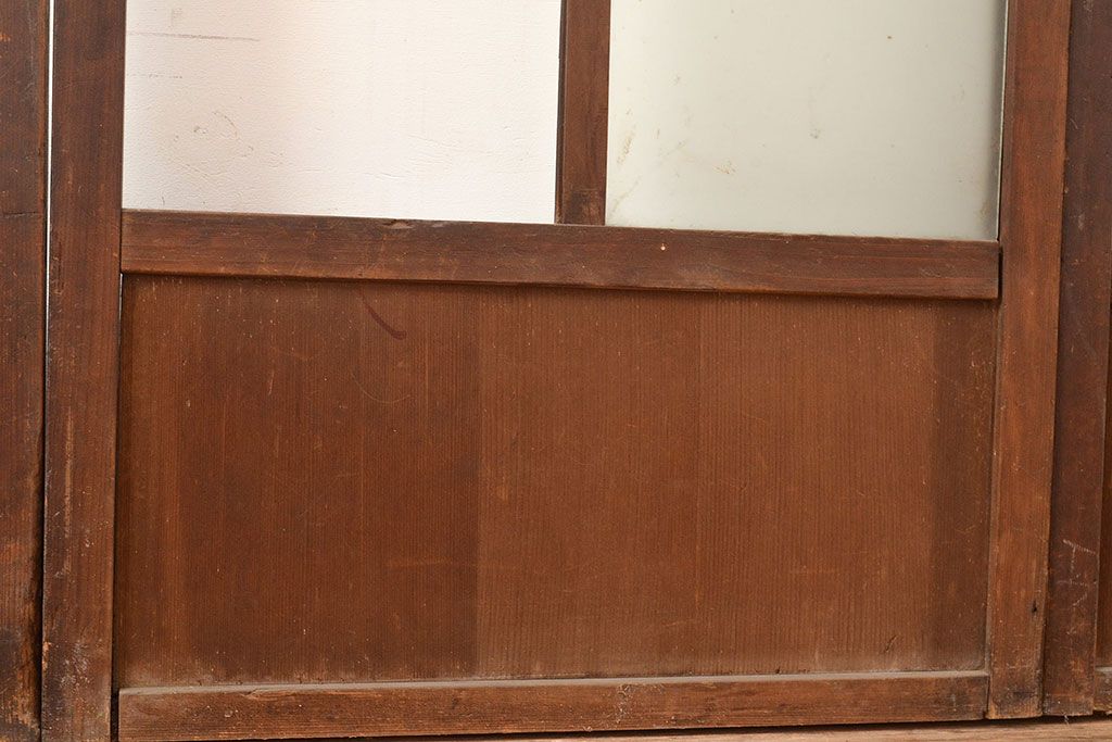 和製アンティーク　昭和初期　レトロな雰囲気がどこか懐かしい幅狭ガラス戸4枚セット　(R-048362)